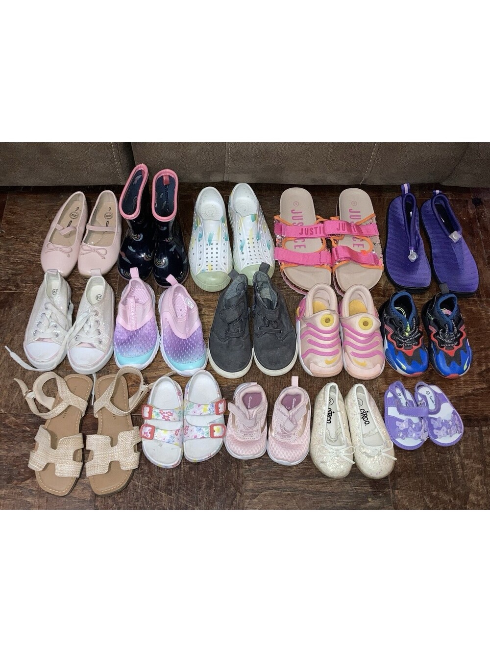 Bundle Of 15 Pairs Toddler Girls Children Shoes Sandals Sneakers Footwear Used